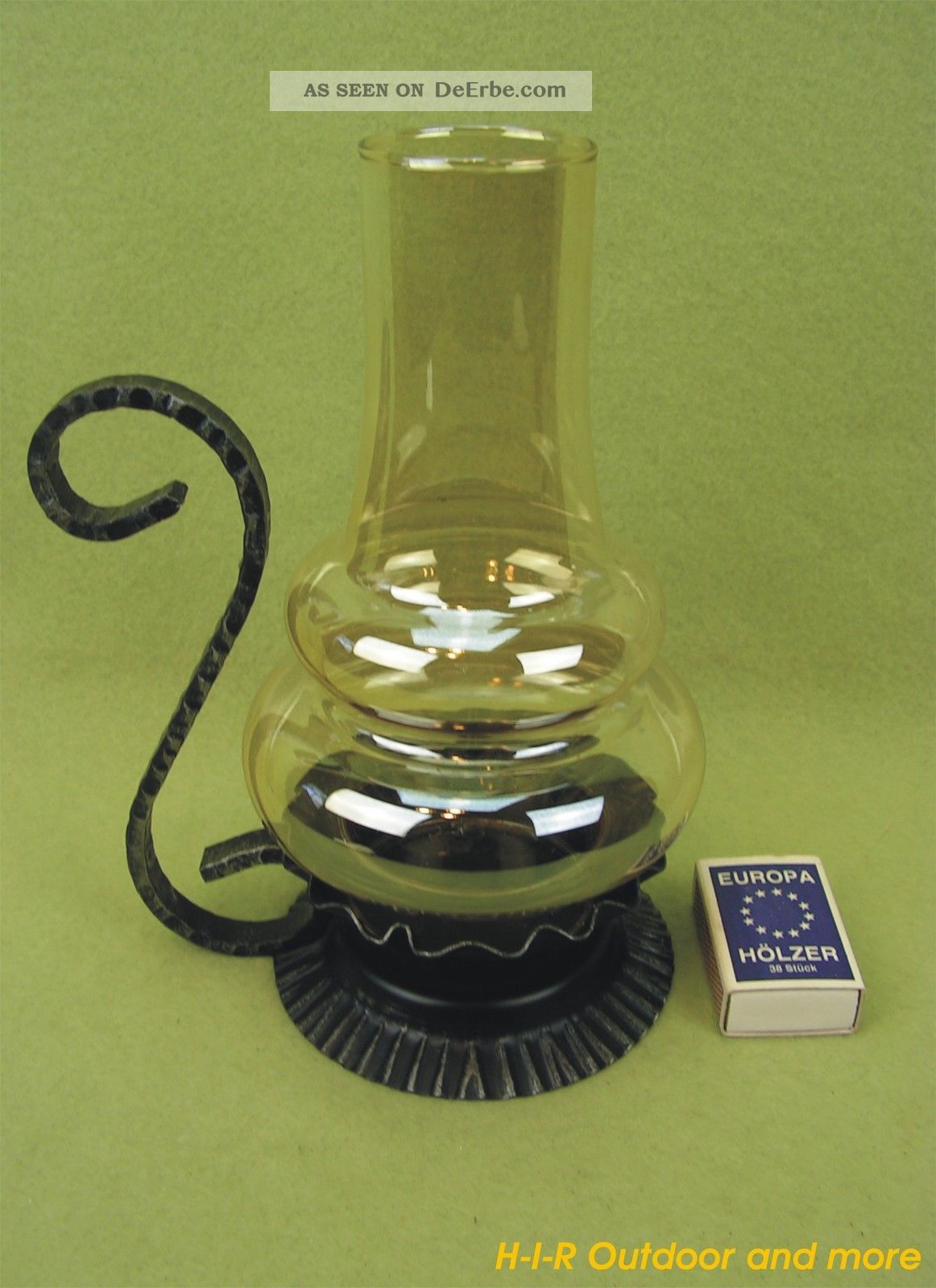 Vintage Kerzenständer Kerzenleuchter Kerzenhalter Schmiedeeisen Mit Glaszylinder Gefertigt nach 1945 Bild