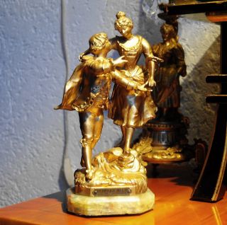 Französischer Bronze - Figur,  Pärchen Le Passage Du Gue,  ´ Par Barthalemy 1890 Bild