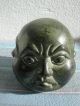 Schwerer Alter Bronze Buddha Kopf Mit 4 Gesichter Und Signatur Briefbeschwerer Bronze Bild 2