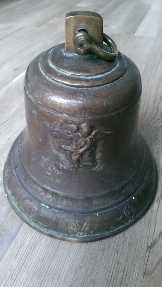 Alte Glocke Aus Bronze Antik Mit Patina Metall Muster Engel Bild