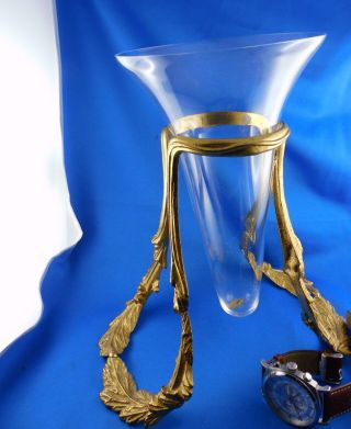 Art Deco Design Messing Bronze Vase Frankreich Glas Gefäß Bild
