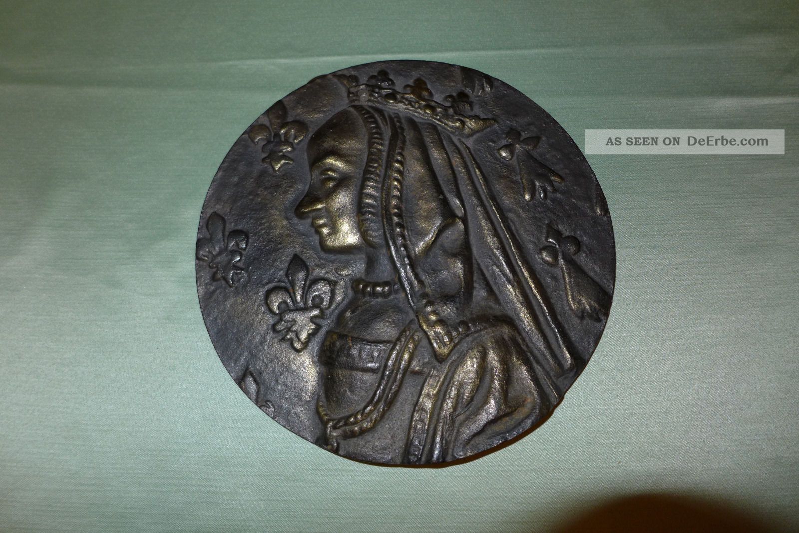 Massive Plakette Medallie Wandteller Bronze O.  Messing,  Anna Von Bretagne 1,  18kg Bronze Bild