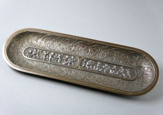 Stiftablage - Schale,  Metallguß,  Tolles Dekor,  16x9 Cm,  Um Ca.  1890.  Antik Bild