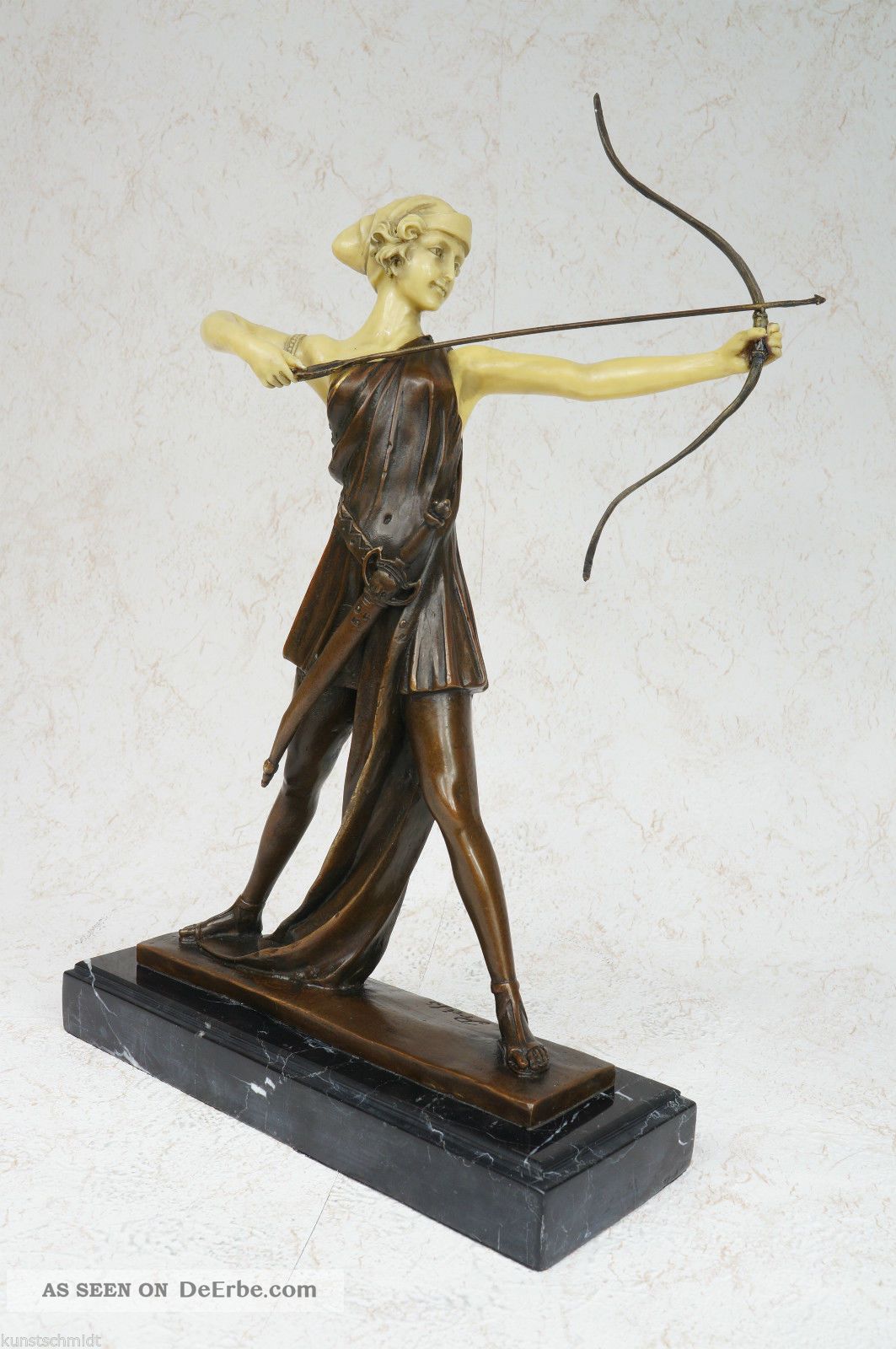Bronzefigur Bronze Diana/artemis Göttin Der Jagd Skulptur Statue Signiert Preiss Bronze Bild
