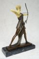 Bronzefigur Bronze Diana/artemis Göttin Der Jagd Skulptur Statue Signiert Preiss Bronze Bild 5