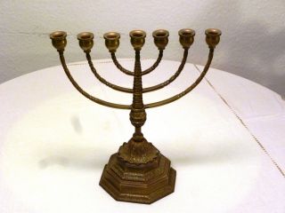 Antike Menora Leuchter Massiv Messing,  Jüdischer Kerzenhalter,  7 - Arm,  Davidleuc Bild
