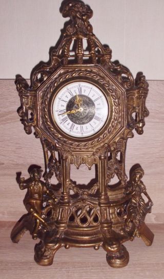 Alte Kaminuhr Tischuhr Uhr Bronze Oder Messing Guss,  Funktioniert Bild