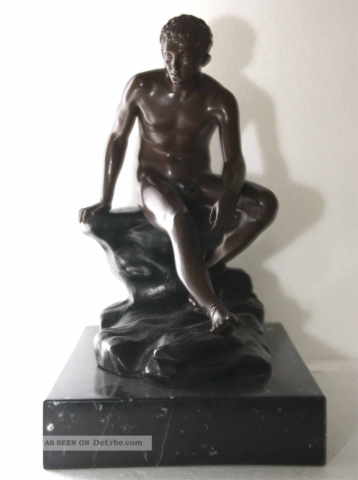 Fonderie Sommer Napoli Figürliche Bronze Sitzender Männerakt Ca.  1890 Signiert Bronze Bild