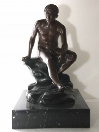 Fonderie Sommer Napoli Figürliche Bronze Sitzender Männerakt Ca.  1890 Signiert Bild