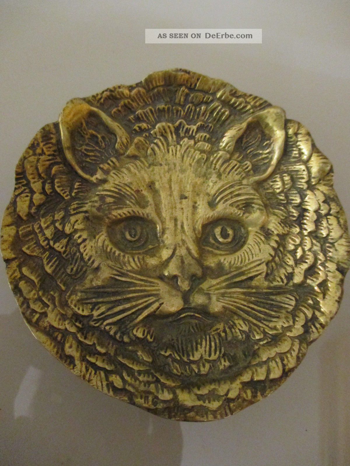 Wunderschöne,  Alte Schale Mit Katzenkopf,  Bronze Um 1900,  Rarität Bronze Bild
