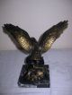 Nachlass,  Alter Großer Bronze Adler Mit Ausgebreiteten Schwingen Auf Felsen Bronze Bild 3