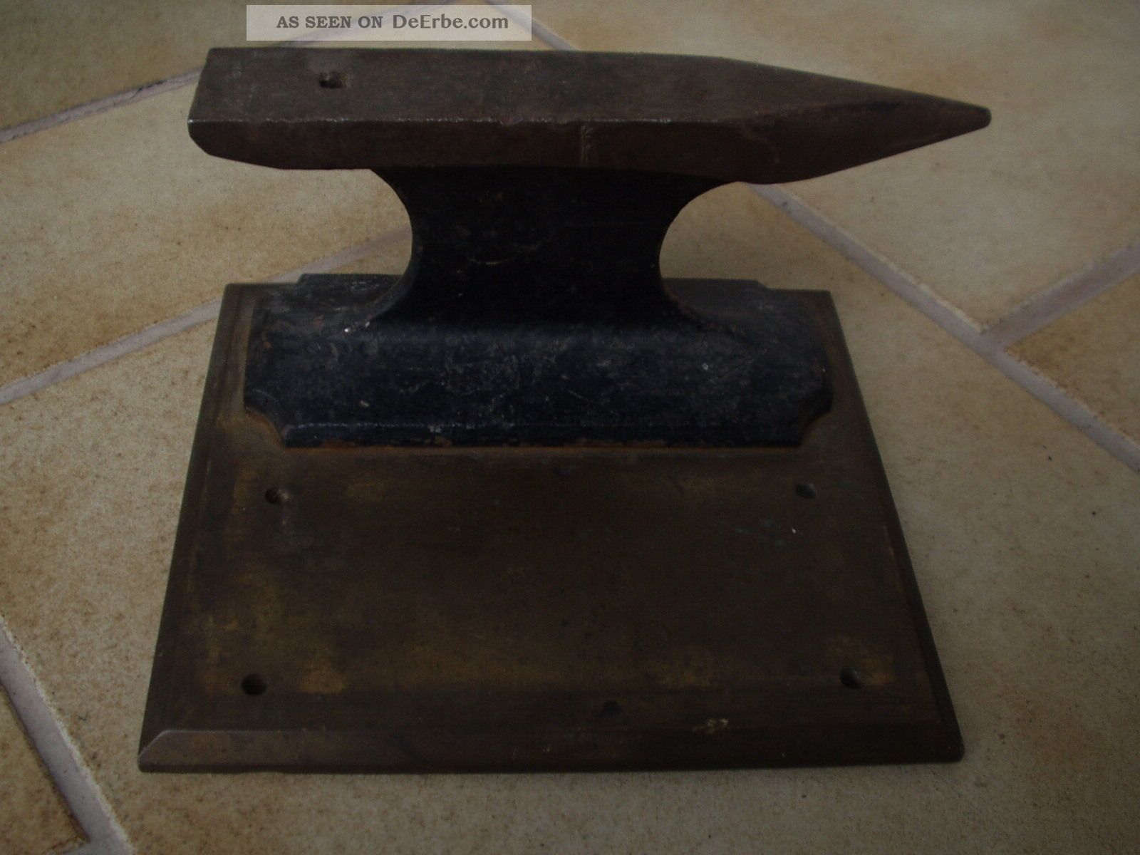 Antiker Origi.  Kleiner Eisen - Amboss Auf Einer Sehr Dicken Messingplatte Um 1900 Eisen Bild
