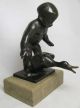 Jakob Ludwig Schmitt Bronze Figur / Skulptur Gänsefänger / Junge Mit Gans 1920 1900-1949 Bild 10