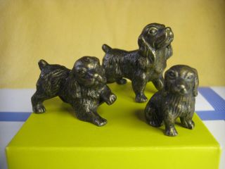 Gruppe Von 3 Hunden King Charles Spaniel 206 Gramm Bronze/messing ? Vermutlich W Bild