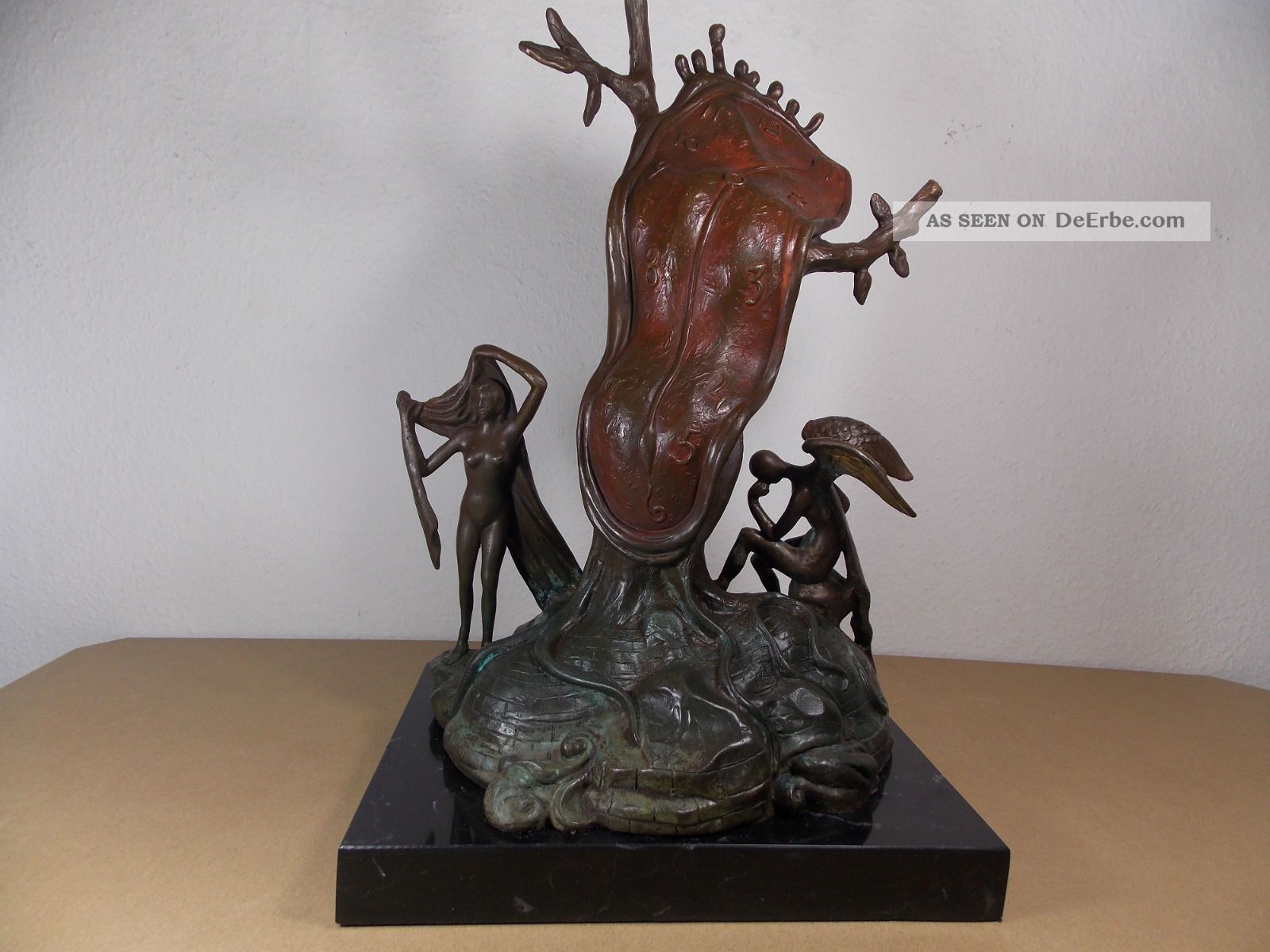 Bronze Skulptur Nobility Of Time Handarbeit Mit Marmorboden Hommage An Dali Bronze Bild