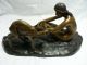 Große Skulptur Sitzende Nackte Frau Mit Reh Bronze Od.  Messing Ca.  13 Kg Bronze Bild 4