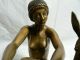 Große Skulptur Sitzende Nackte Frau Mit Reh Bronze Od.  Messing Ca.  13 Kg Bronze Bild 6