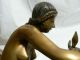 Große Skulptur Sitzende Nackte Frau Mit Reh Bronze Od.  Messing Ca.  13 Kg Bronze Bild 7