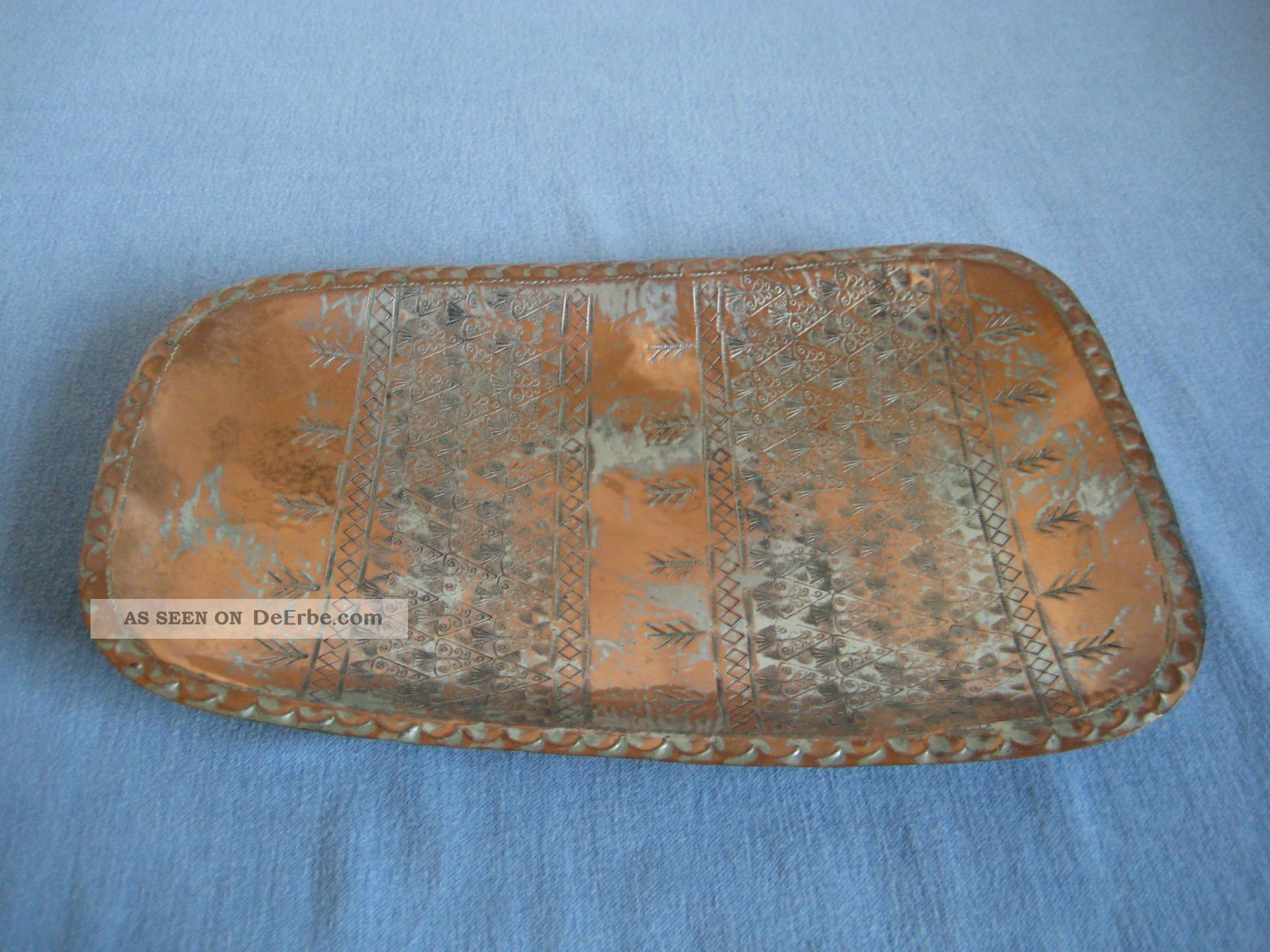 Schale Kupfer Antik Kupfertablett Kupferschale Hammerschlag Orient Islam Alt Kupfer Bild