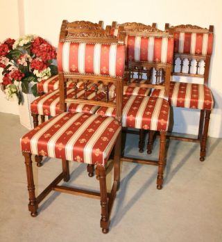 6 Wunderschöne Stühle Kompl.  Gepolstert In Nussbaum Um 1880 Bild