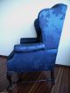 Wunderschöner Chesterfield Sessel Royal Blau Mahagoni Mit Nieten Stilmöbel nach 1945 Bild 3