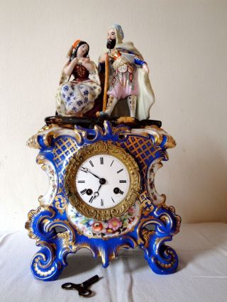 Antike Porzellan Uhr,  Kaminuhr,  Standuhr,  Pendule Bild
