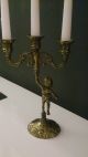 Sehr Schöner Kerzenleuchter (französisch?) 3 Armig Pute Messing/bronze Antike Originale vor 1945 Bild 3