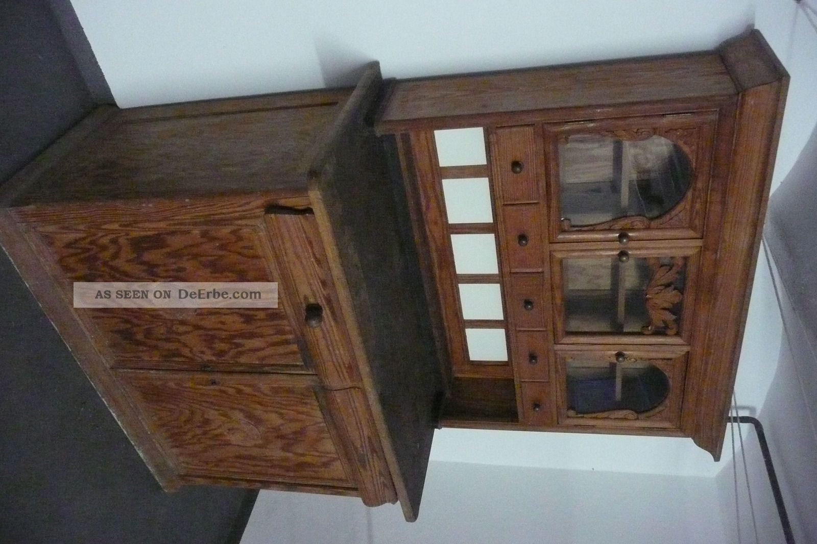 Antiker Schoner Kuchenbuffet Schrank Alter Geschirr Schrank