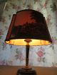 Alte Lampe - Aus Messing - Mit Stoffschirm - Reitermotiv Gefertigt nach 1945 Bild 6