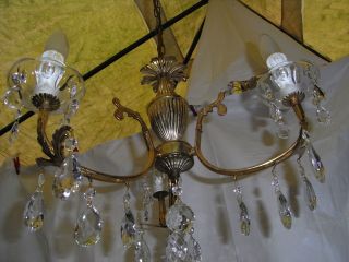 Antike Florentinerlampe Leuchter Kristalllüster Dreiarmig Deckenlampe Bild