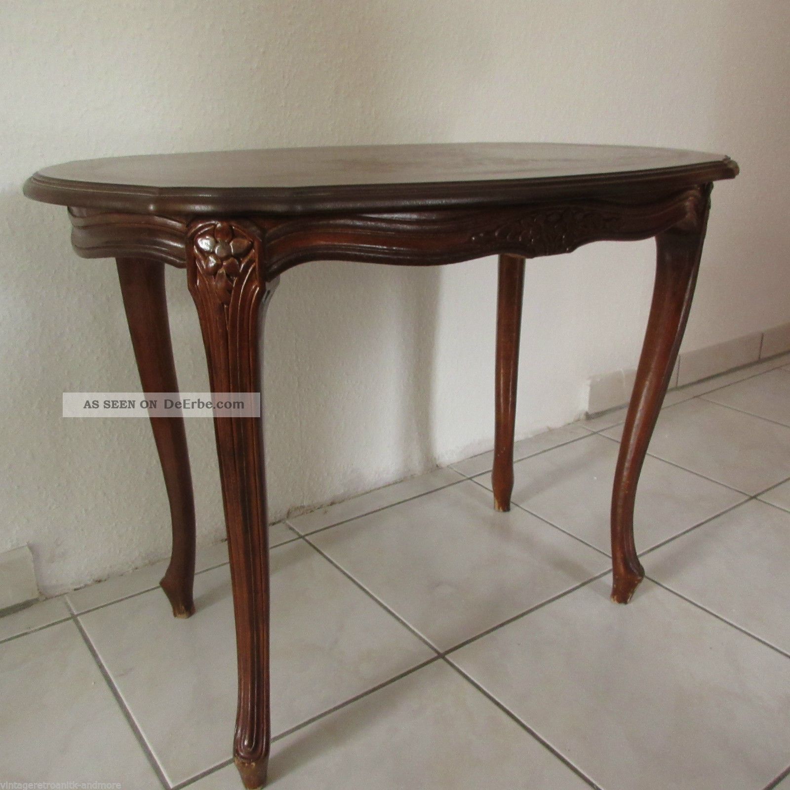Barock Stil - Superschöner Beistelltisch Tisch Cafe Table Oval 77x50cm Antike Originale vor 1945 Bild