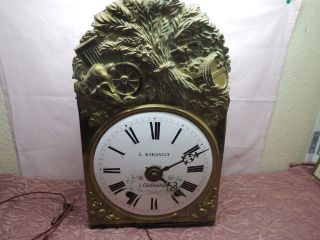 Antike Burgunder Uhr Comptoise Wanduhr Mit Lyra Pendel Bild