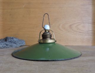 Art Deco Bauhaus Lampe Deckenlampe Emailschirm Grün Werkstätte Loft Industrie Bild