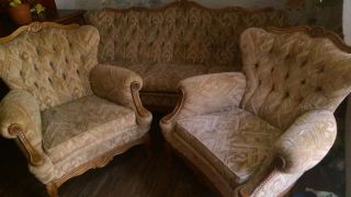 Vintage Couch,  2 Sessel Chippendale Stilmöbel Bild