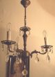 ▬ Kronleuchter Kristall 3 - Fl.  Bronze - Lampe Filigran&antik Shabby Lüster Vintage Gefertigt nach 1945 Bild 9