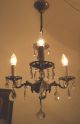 ▬ Kronleuchter Kristall 3 - Fl.  Bronze - Lampe Filigran&antik Shabby Lüster Vintage Gefertigt nach 1945 Bild 1