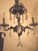 ▬ Kronleuchter Kristall 3 - Fl.  Bronze - Lampe Filigran&antik Shabby Lüster Vintage Gefertigt nach 1945 Bild 2