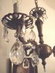 ▬ Kronleuchter Kristall 3 - Fl.  Bronze - Lampe Filigran&antik Shabby Lüster Vintage Gefertigt nach 1945 Bild 3