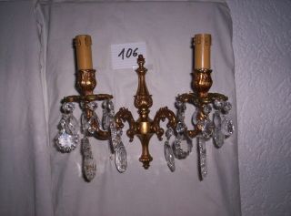 Bronze,  Edel,  Lampe;rarität,  Wandlampe,  2flamig,  B29 Cm,  H 24 Cm,  T 20 Cm,  Kristall106 Bild