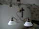 Antik Stil Kronleuchter Lüster Deckenlampe 2flammig 2armig Messing - Dachbodenfund Gefertigt nach 1945 Bild 8