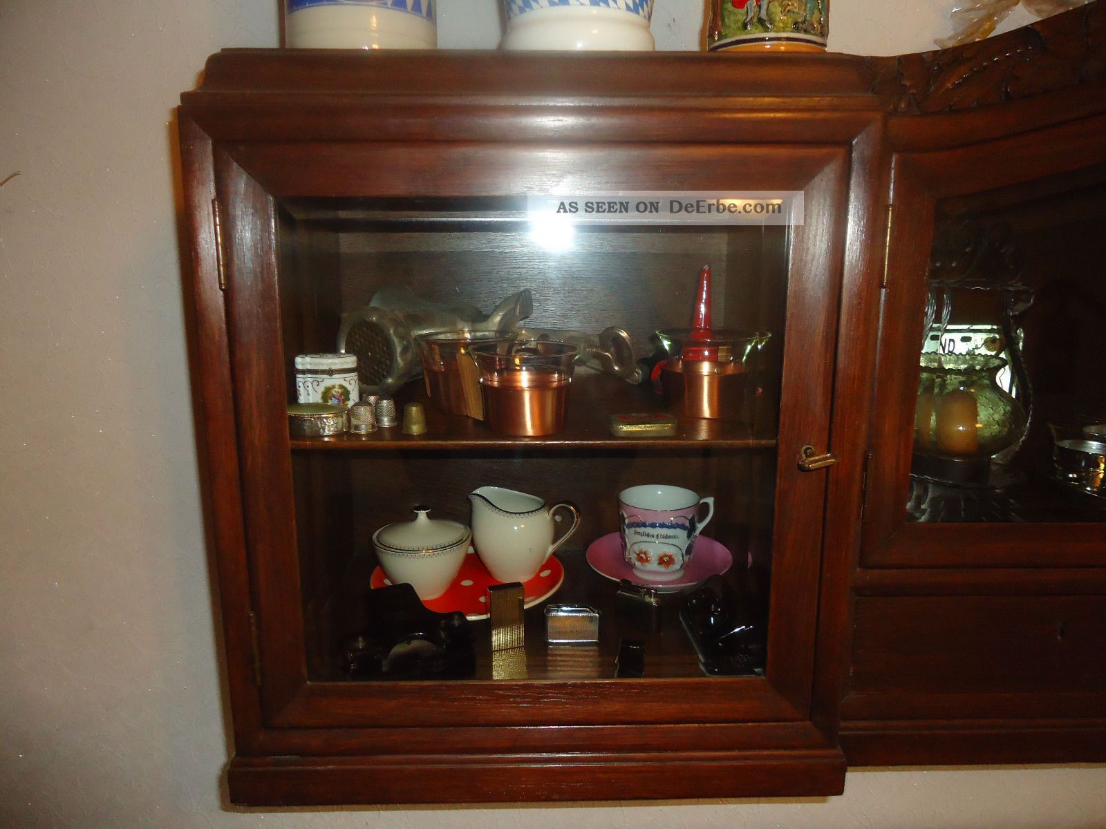 Alter Schrank, Hängeschrank, Massiv Holz Verglast Top