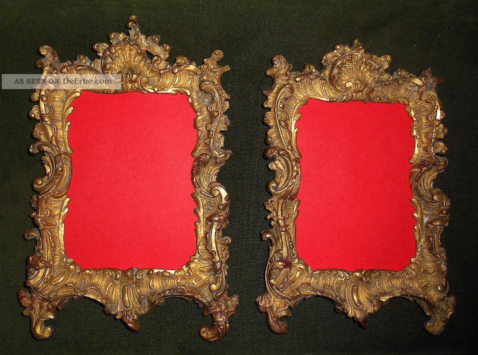 1 Paar Bilderrahmen,  Rahmen Um 1900 Holz Gestuckt Vergoldet 17 X 26 Cm Rahmen Bild