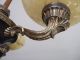 Alte Antike Messing Deckenlampe,  Mittelleuchte,  Marmorierte Schalen,  Jugendstil Antike Originale vor 1945 Bild 7
