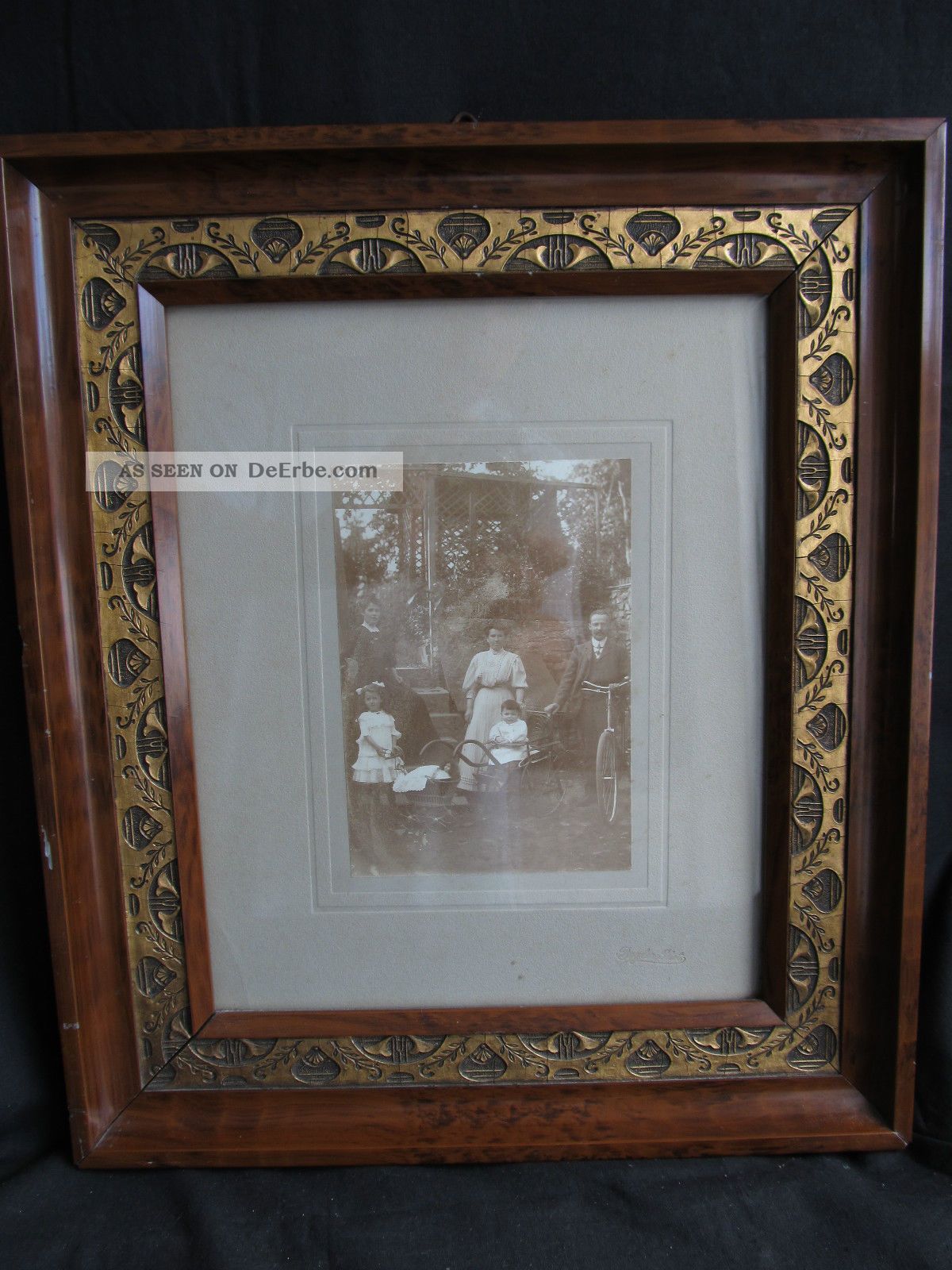 Schöner Jugendstil Holzrahmen 34x39,  5cm Mit Vergoldeten Ornamenten Rahmen Bild
