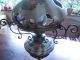 Große Alte Tischlampe Stehlampe Petroleumlampe Messing Keramikschirm Gefertigt nach 1945 Bild 6
