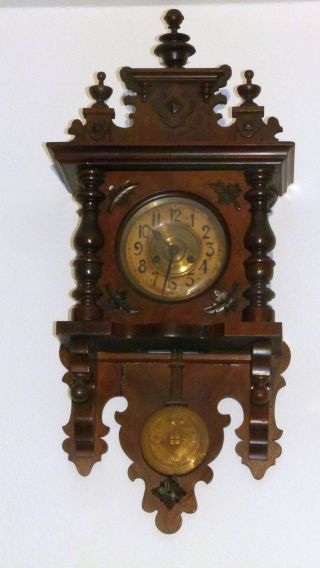 Gründerzeit Wanduhr Antik Holz Pendeluhr Regulator Uhr Ca.  1900 Bild