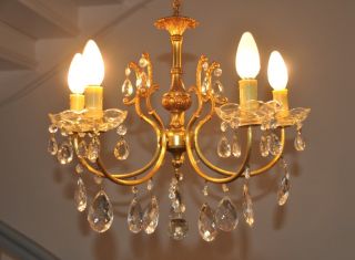 Antiker Jugendstil Kristall Kronleuchter,  Lüster,  Lampe,  5 Flam. Bild