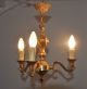 Antiker Kleiner Kronleuchter,  Lüster,  Lampe,  3 Flam. Gefertigt nach 1945 Bild 5