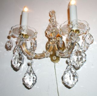 Antiker Kristall Leuchter Wand Lüster Applike Bleikristall Maria Theresia Lampe Bild