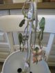 Florentiner Decken Lampe Schale Hängelampe Blumen Blätter Weiß Shabby Landhaus Gefertigt nach 1945 Bild 7